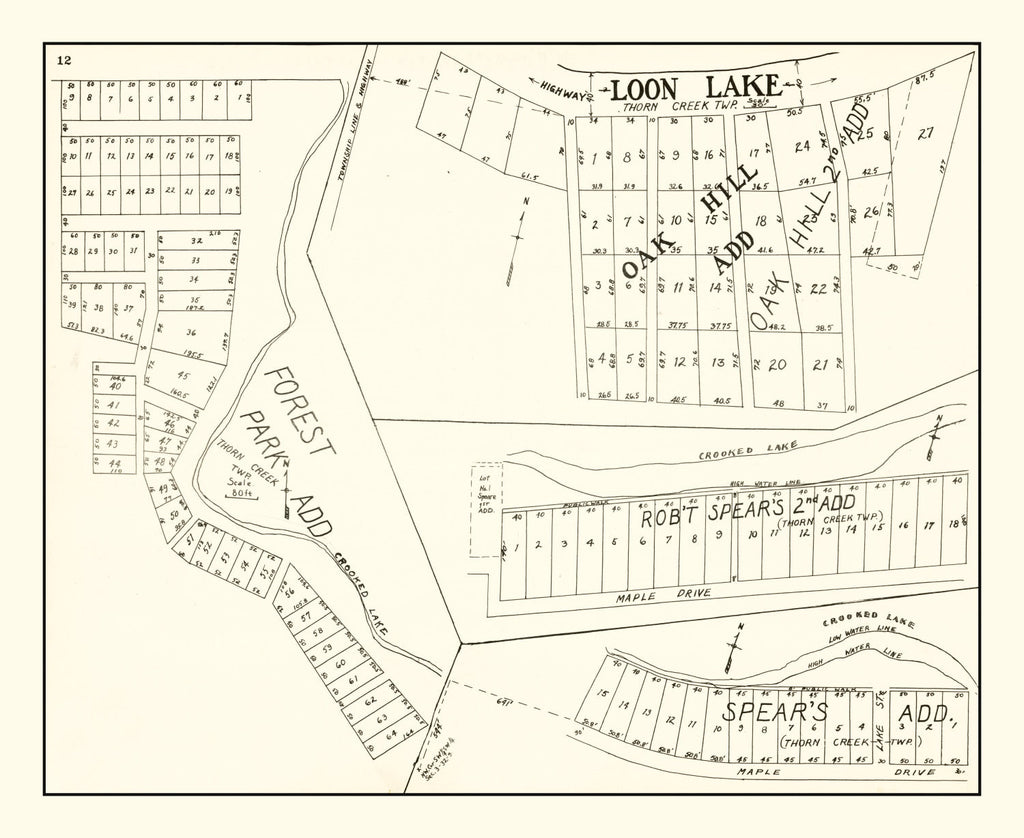 Vintage Map of Loon Lake, Indiana 1939