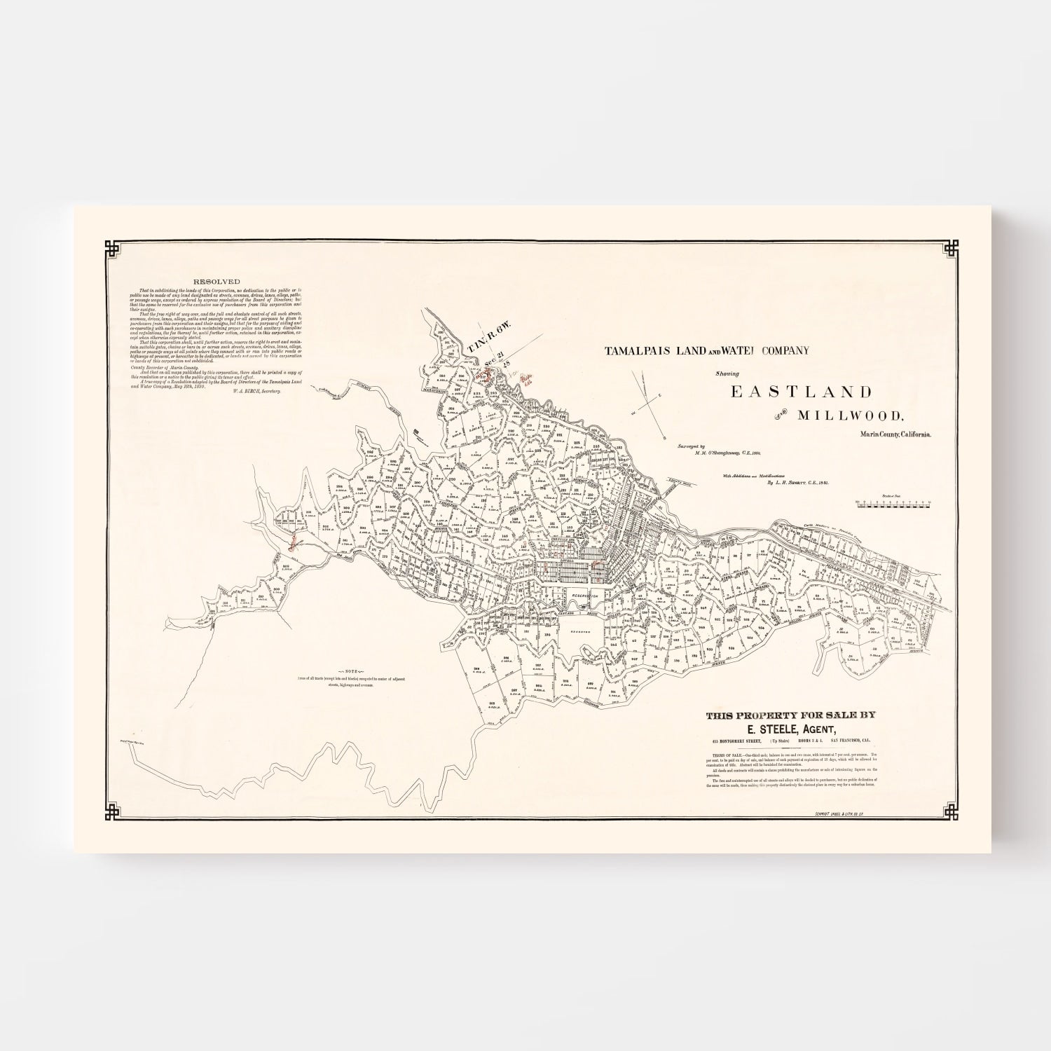Vintage Map of Eastland, California 1889