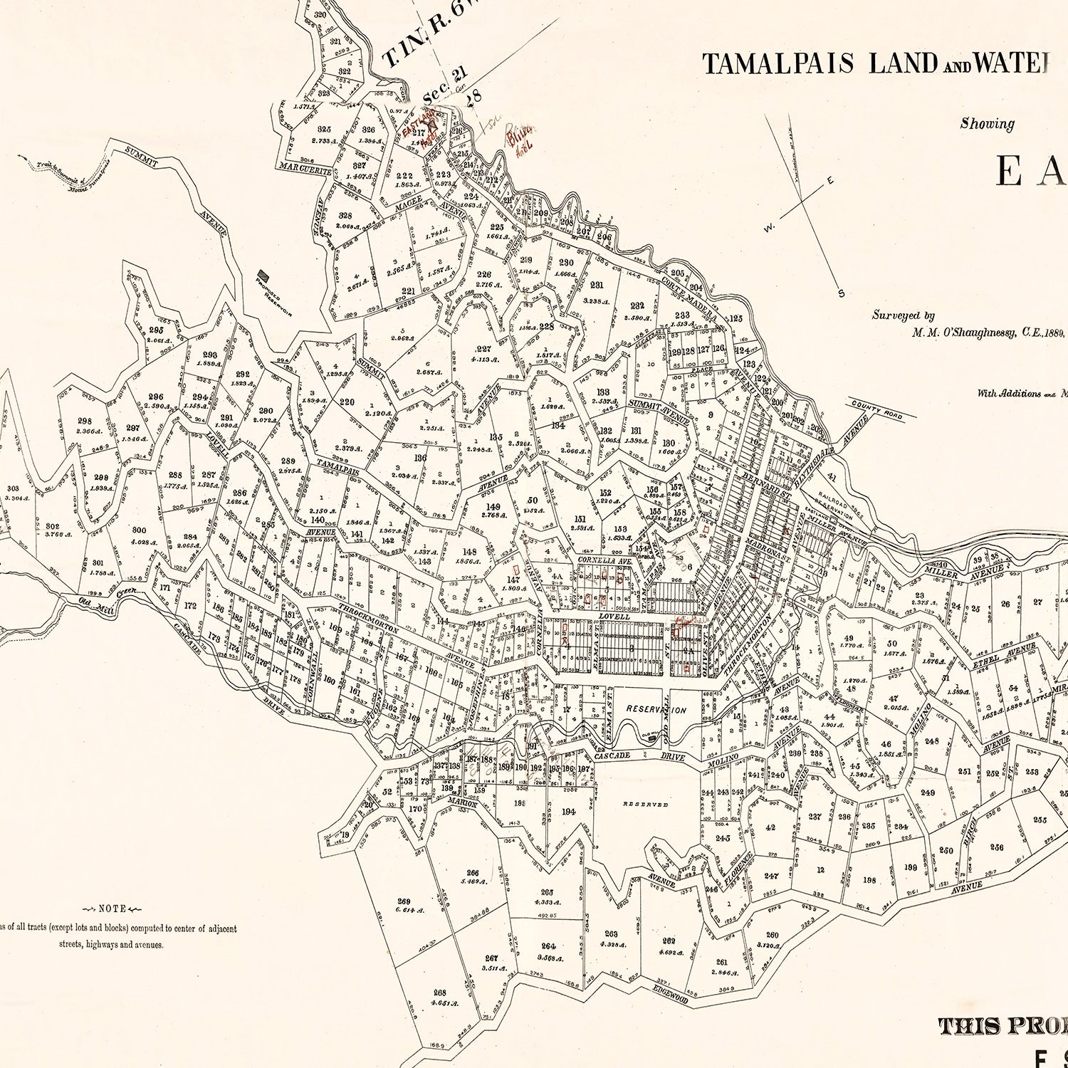 Vintage Map of Eastland, California 1889