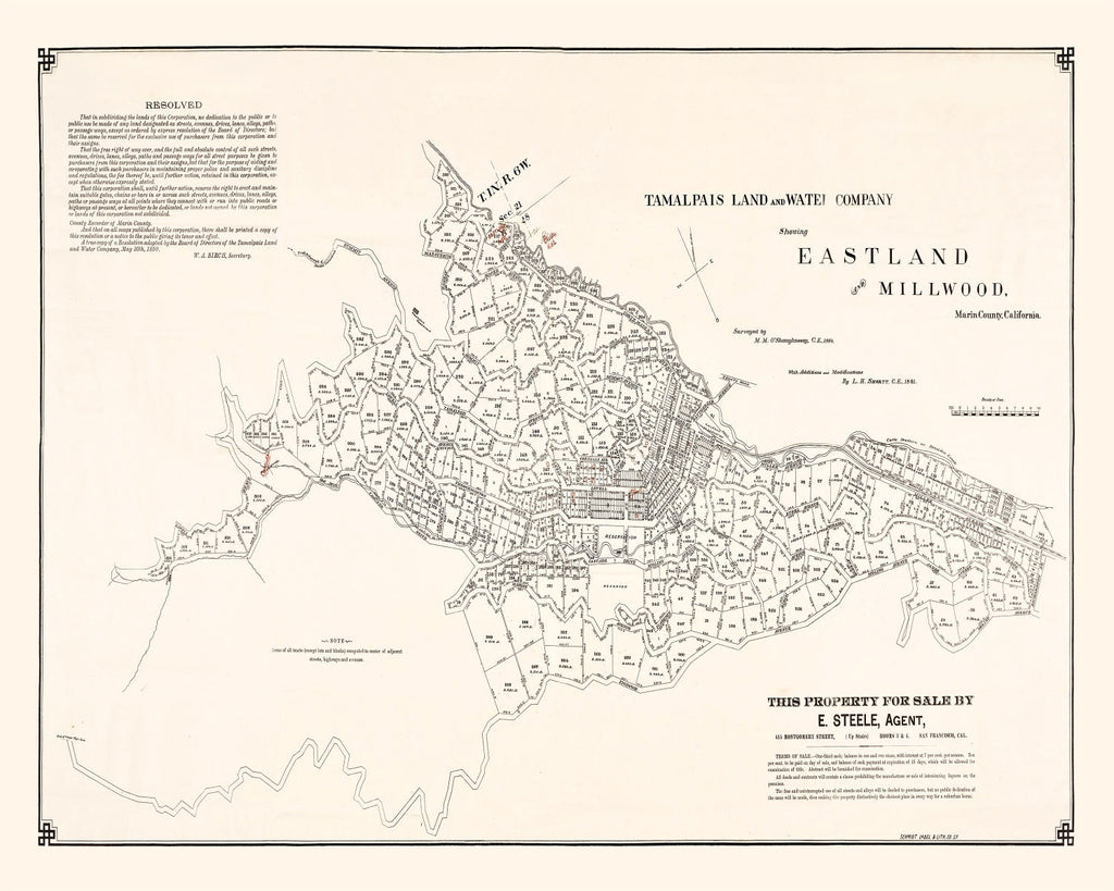 Vintage Map of Eastland, California 1889
