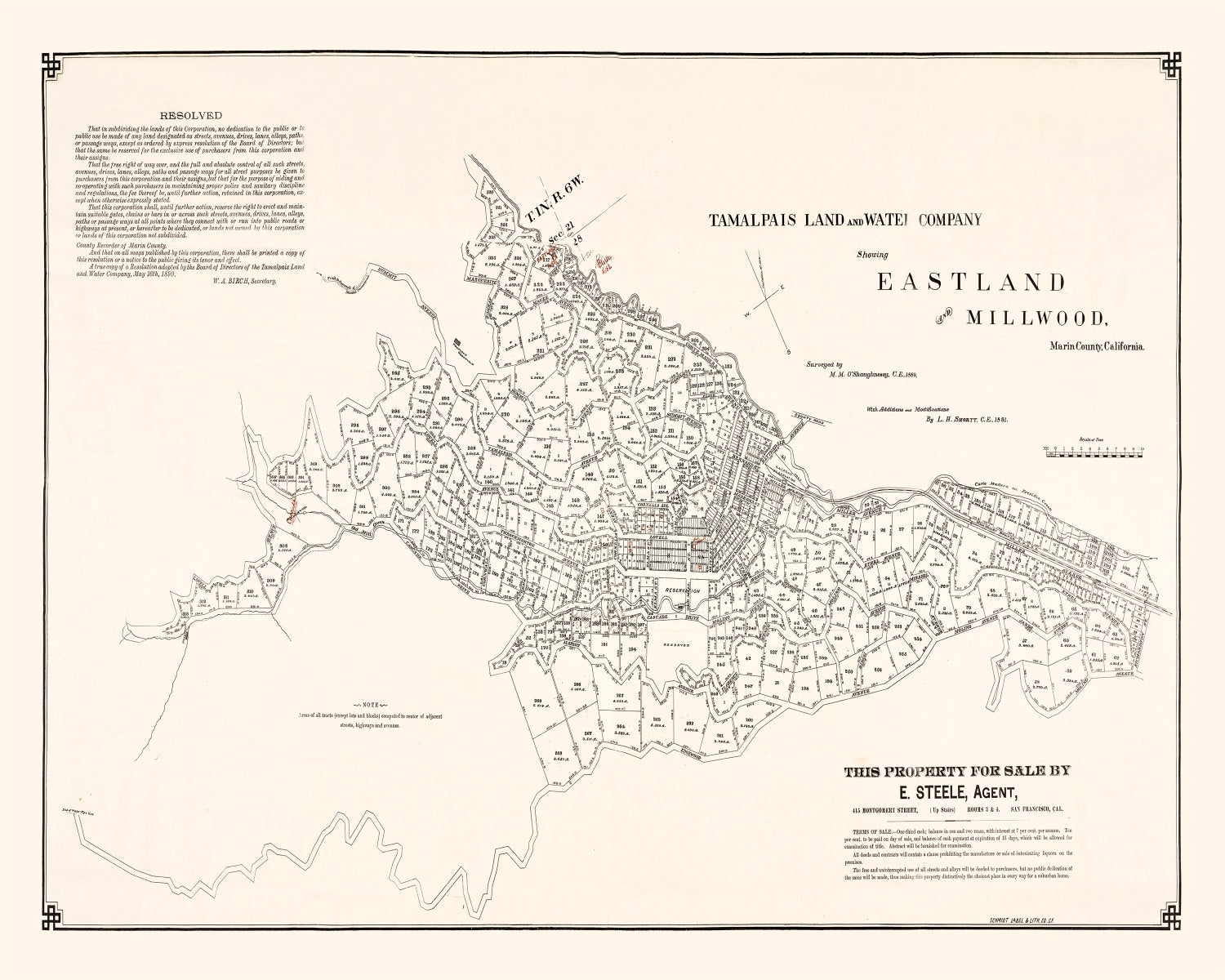 Vintage Map of Eastland, California 1889