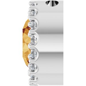 14K White Natural Citrine & 1/8 CTW Natural Diamond Halo-Style Pendant