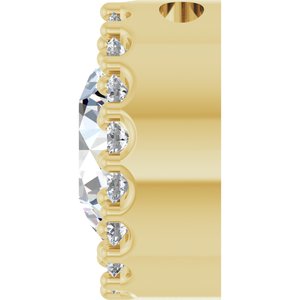 14K Yellow Gold Natural White Sapphire & 1/8 CTW Natural Diamond Halo-Style Pendant