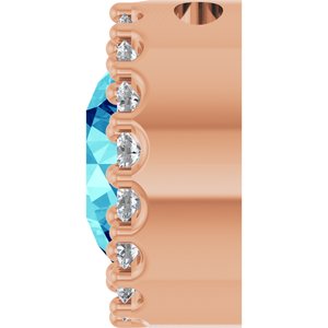 14K Rose Gold Natural Blue Zircon & 1/8 CTW Natural Diamond Halo-Style Pendant