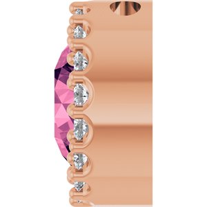 14K Rose Gold Natural Pink Tourmaline & 1/8 CTW Natural Diamond Halo-Style Pendant