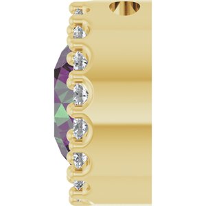 14K Yellow Lab-Grown Alexandrite & 1/8 CTW Natural Diamond Halo-Style Pendant