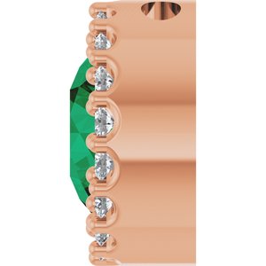 14K Rose Lab-Grown Emerald & 1/8 CTW Natural Diamond Halo-Style Pendant
