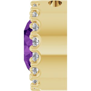 14K Yellow Natural Amethyst & 1/8 CTW Natural Diamond Halo-Style Pendant