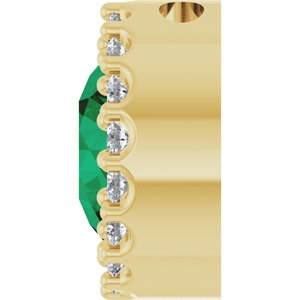 14K Yellow Natural Emerald & 1/8 CTW Natural Diamond Halo-Style Pendant