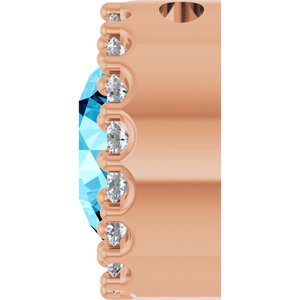 14K Rose Gold Natural Aquamarine & 1/8 CTW Natural Diamond Halo-Style Pendant