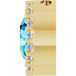 14K Yellow Natural Blue Zircon & 1/8 CTW Natural Diamond Halo-Style Pendant