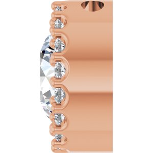 14K Rose Natural White Sapphire & 1/8 CTW Natural Diamond Halo-Style Pendant