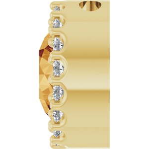 14K Yellow Natural Citrine & 1/8 CTW Natural Diamond Halo-Style Pendant