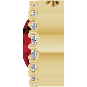 14K Yellow Gold Natural Mozambique Garnet & 1/8 CTW Natural Diamond Halo-Style Pendant