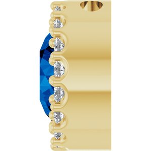 14K Yellow Natural Blue Sapphire & 1/8 CTW Natural Diamond Halo-Style Pendant