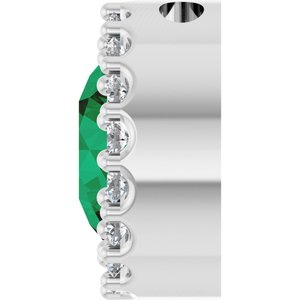 Platinum Lab-Grown Emerald & 1/8 CTW Natural Diamond Halo-Style Pendant
