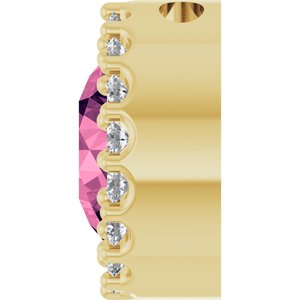 14K Yellow Natural Pink Tourmaline & 1/8 CTW Natural Diamond Halo-Style Pendant