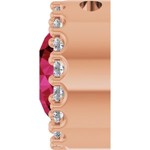 14K Rose Lab-Grown Ruby & 1/8 CTW Natural Diamond Halo-Style Pendant