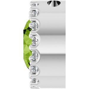 14K White Natural Peridot & 1/8 CTW Natural Diamond Halo-Style Pendant