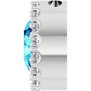 Platinum Natural Blue Zircon & 1/8 CTW Natural Diamond Halo-Style Pendant