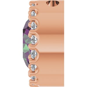 14K Rose Lab-Grown Alexandrite & 1/8 CTW Natural Diamond Halo-Style Pendant