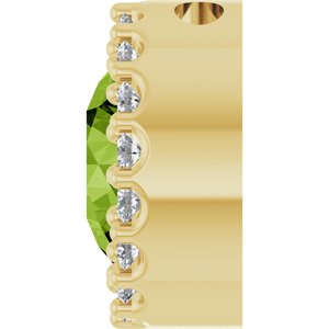 14K Yellow Natural Peridot & 1/8 CTW Natural Diamond Halo-Style Pendant