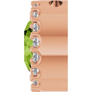 14K Rose Natural Peridot & 1/8 CTW Natural Diamond Halo-Style Pendant