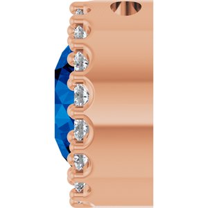 14K Rose Gold Lab-Grown Blue Sapphire & 1/8 CTW Natural Diamond Halo-Style Pendant