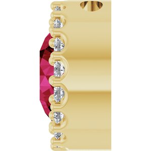 14K Yellow Gold Lab-Grown Ruby & 1/8 CTW Natural Diamond Halo-Style Pendant