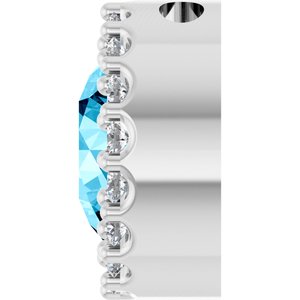 Sterling Silver Natural Aquamarine & 1/8 CTW Natural Diamond Halo-Style Pendant