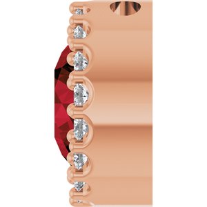 14K Rose Natural Mozambique Garnet & 1/8 CTW Natural Diamond Halo-Style Pendant