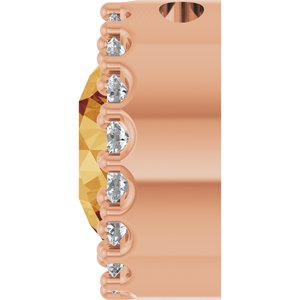 14K Rose Natural Citrine & 1/8 CTW Natural Diamond Halo-Style Pendant