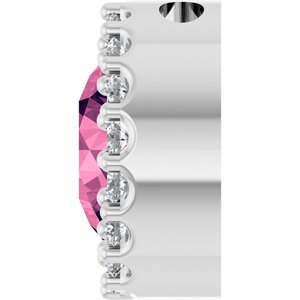 Platinum Natural Pink Tourmaline & 1/8 CTW Natural Diamond Halo-Style Pendant