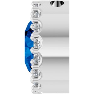 Sterling Silver Natural Blue Sapphire & 1/8 CTW Natural Diamond Halo-Style Pendant