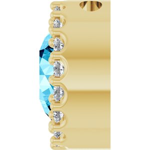 14K Yellow Natural Aquamarine & 1/8 CTW Natural Diamond Halo-Style Pendant