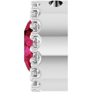 Sterling Silver Lab-Grown Ruby & 1/8 CTW Natural Diamond Halo-Style Pendant