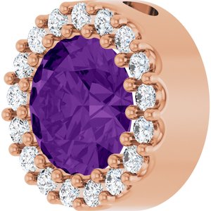 14K Rose Gold Natural Amethyst & 1/8 CTW Natural Diamond Halo-Style Pendant