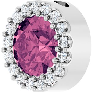14K White Natural Pink Tourmaline & 1/8 CTW Natural Diamond Halo-Style Pendant