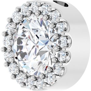 14K White Natural White Sapphire & 1/8 CTW Natural Diamond Halo-Style Pendant