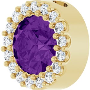14K Yellow Gold Natural Amethyst & 1/8 CTW Natural Diamond Halo-Style Pendant