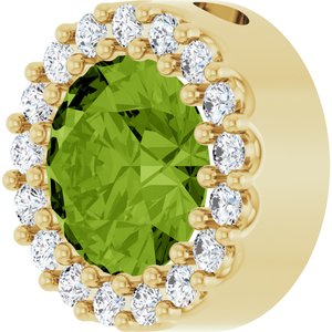 14K Yellow Gold Natural Peridot & 1/8 CTW Natural Diamond Halo-Style Pendant