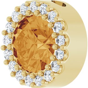 14K Yellow Gold Natural Citrine & 1/8 CTW Natural Diamond Halo-Style Pendant