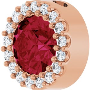 14K Rose Gold Lab-Grown Ruby & 1/8 CTW Natural Diamond Halo-Style Pendant