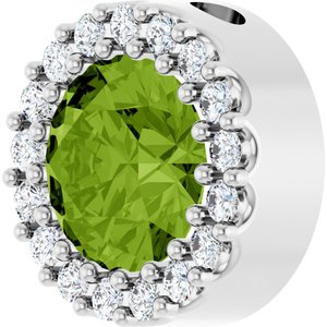 Platinum Natural Peridot & 1/8 CTW Natural Diamond Halo-Style Pendant