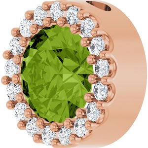 14K Rose Gold Natural Peridot & 1/8 CTW Natural Diamond Halo-Style Pendant