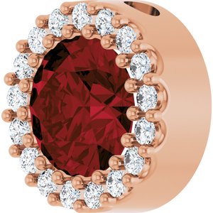 14K Rose Natural Mozambique Garnet & 1/8 CTW Natural Diamond Halo-Style Pendant