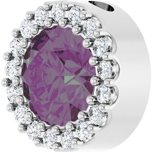 Platinum Lab-Grown Alexandrite & 1/8 CTW Natural Diamond Halo-Style Pendant
