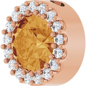 14K Rose Natural Citrine & 1/8 CTW Natural Diamond Halo-Style Pendant