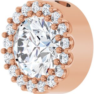 14K Rose Gold Natural White Sapphire & 1/8 CTW Natural Diamond Halo-Style Pendant