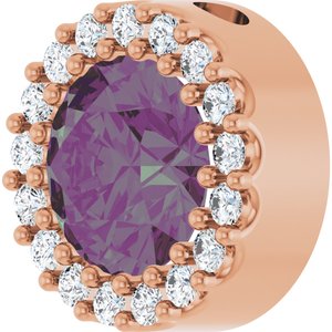 14K Rose Lab-Grown Alexandrite & 1/8 CTW Natural Diamond Halo-Style Pendant